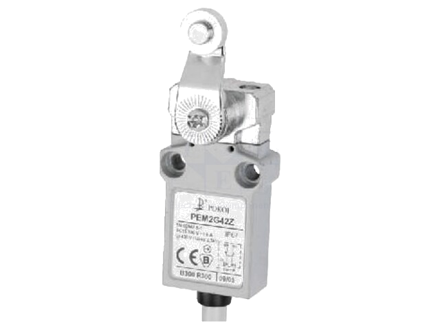Eindschakelaar; hendel R 27mm, roller van metaal Ø14mm; 5A Eindschakelaar; hendel R 27mm, roller van metaal Ø14mm; 5A